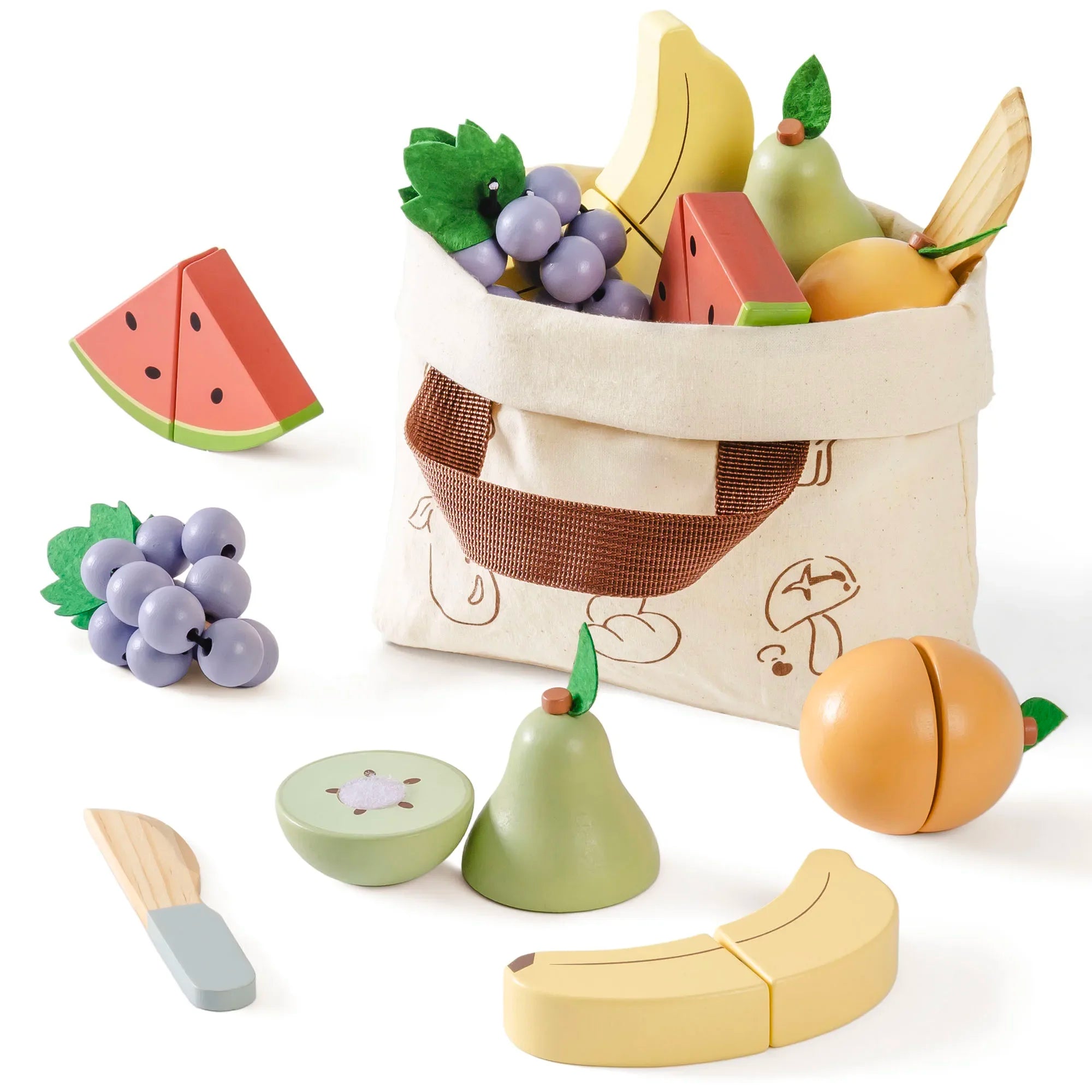Kitchen Pretend Play Wooden Cutting Food Set