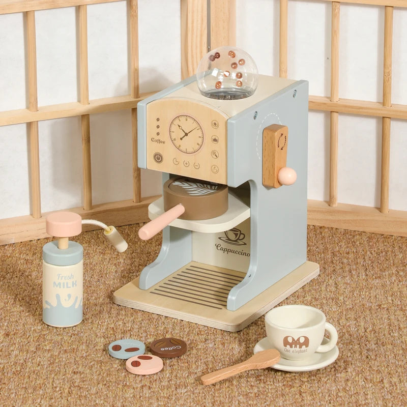Kids Wooden Coffee Maker Toy Set