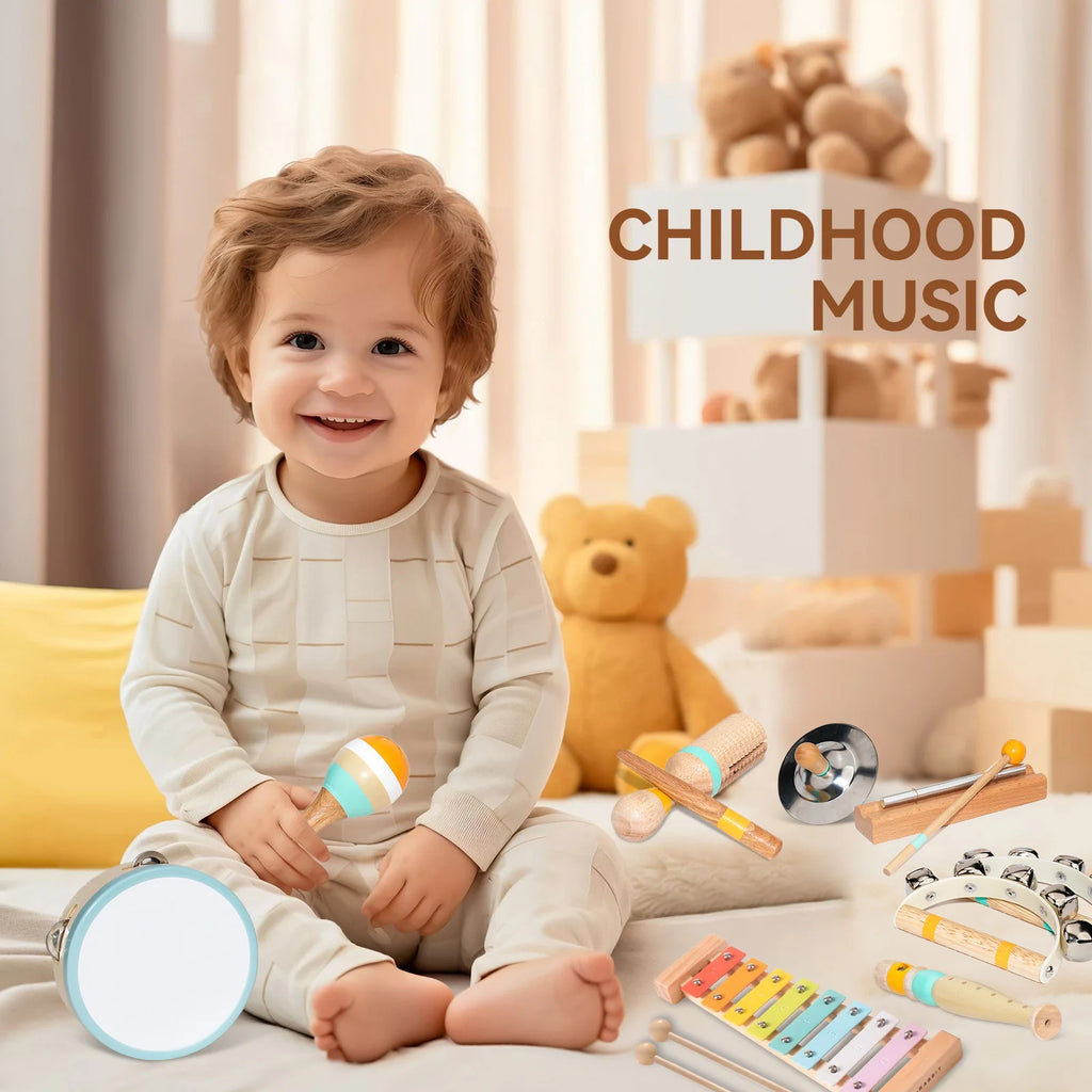 Huggy 8-in-1 Montessori Wooden Musical Instrument Set