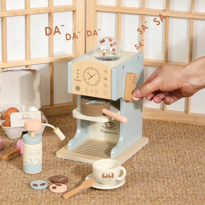 Kids Wooden Coffee Maker Toy Set