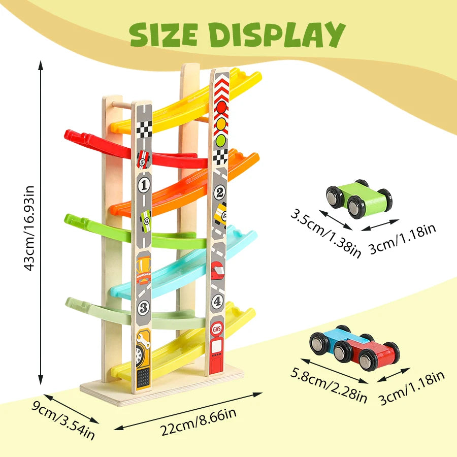 Huggy 7-Track Wooden Ramp Racer Set