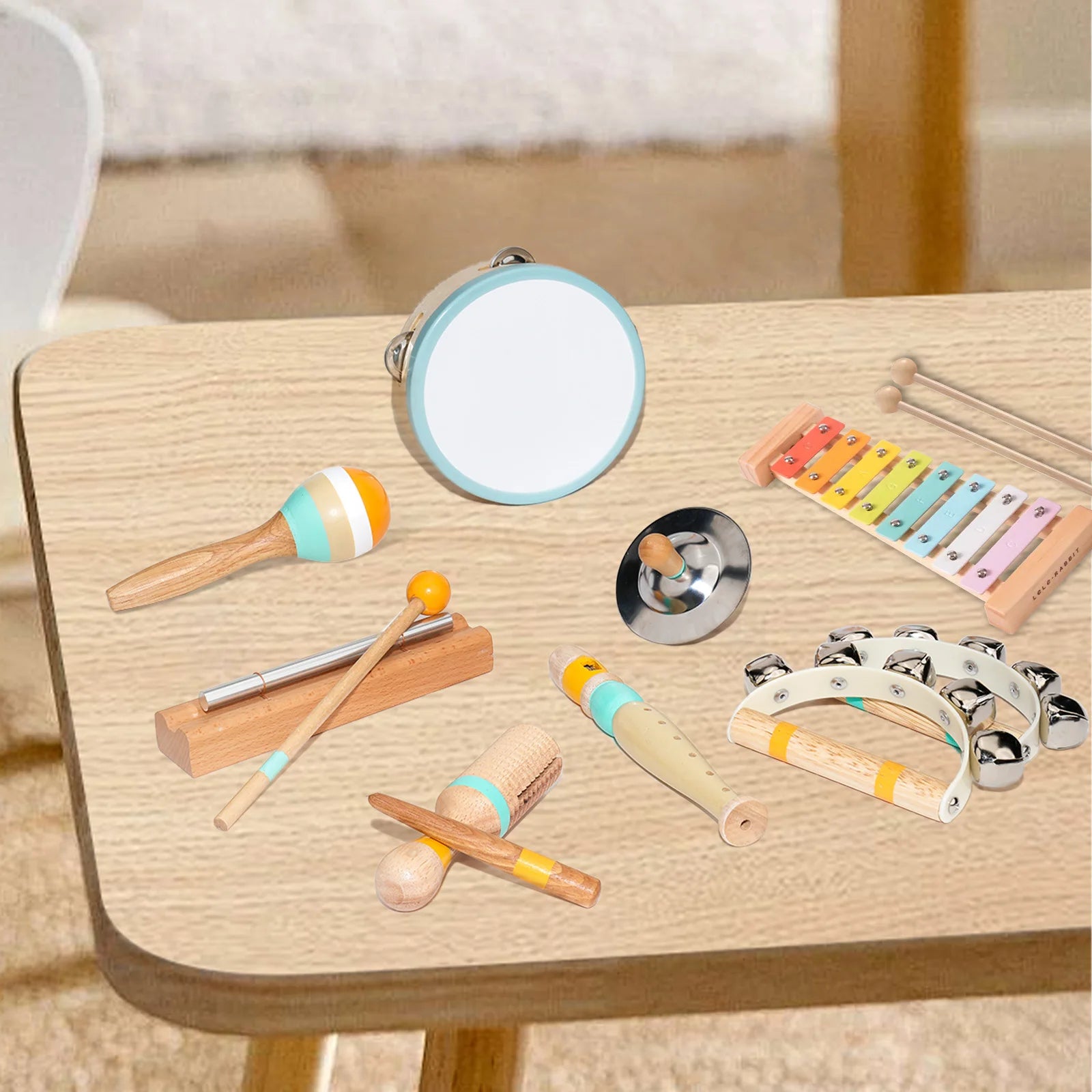 Huggy 8-in-1 Montessori Wooden Musical Instrument Set