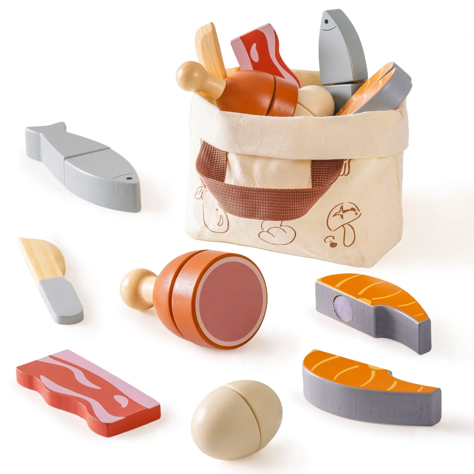 Kitchen Pretend Play Wooden Cutting Food Set