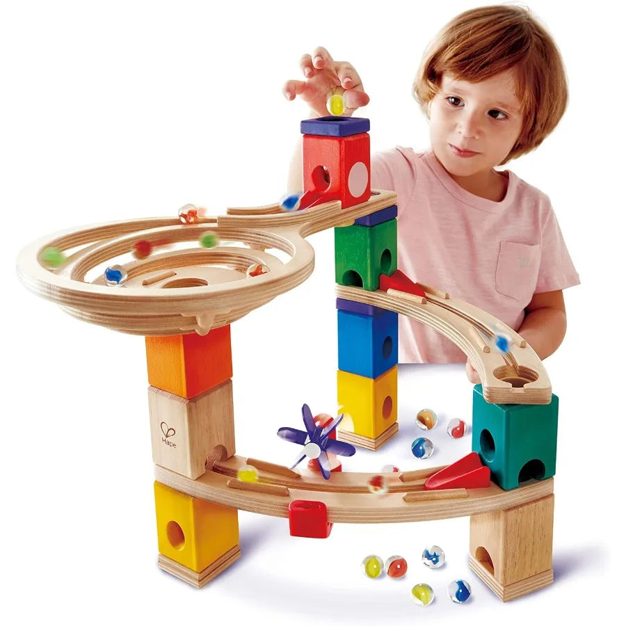 Huggy Wooden Marble Run – Race to Finish Set