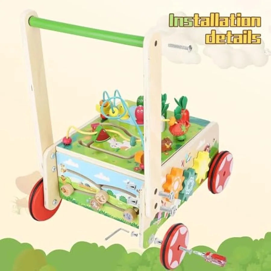 Huggy Wooden Activity Cube Push Walker