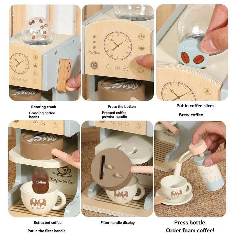 Kids Wooden Coffee Maker Toy Set