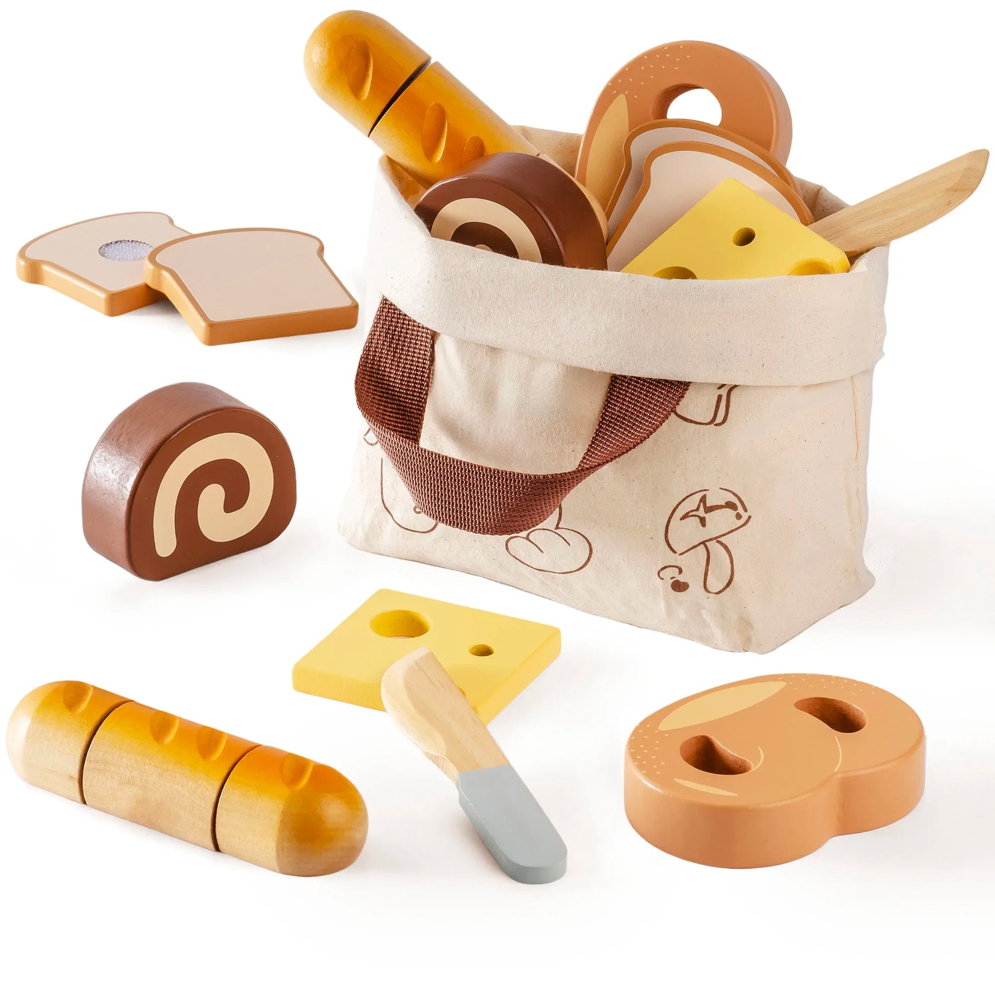 Kitchen Pretend Play Wooden Cutting Food Set