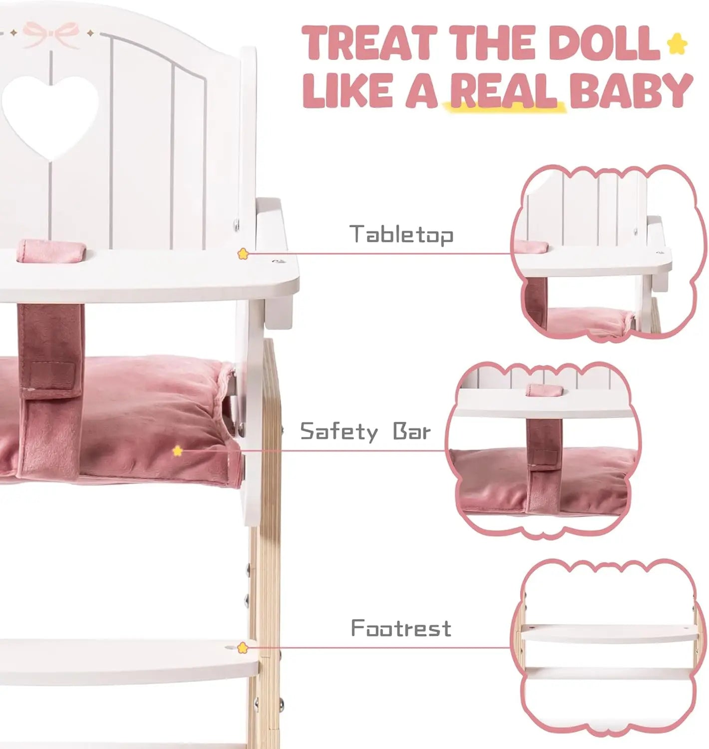 Wooden Doll High Chair