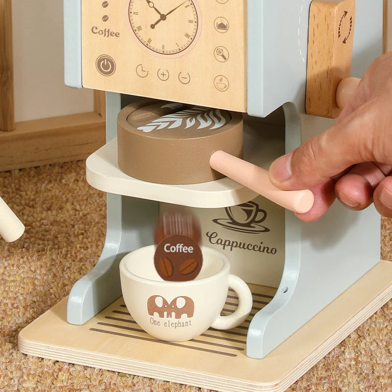 Kids Wooden Coffee Maker Toy Set