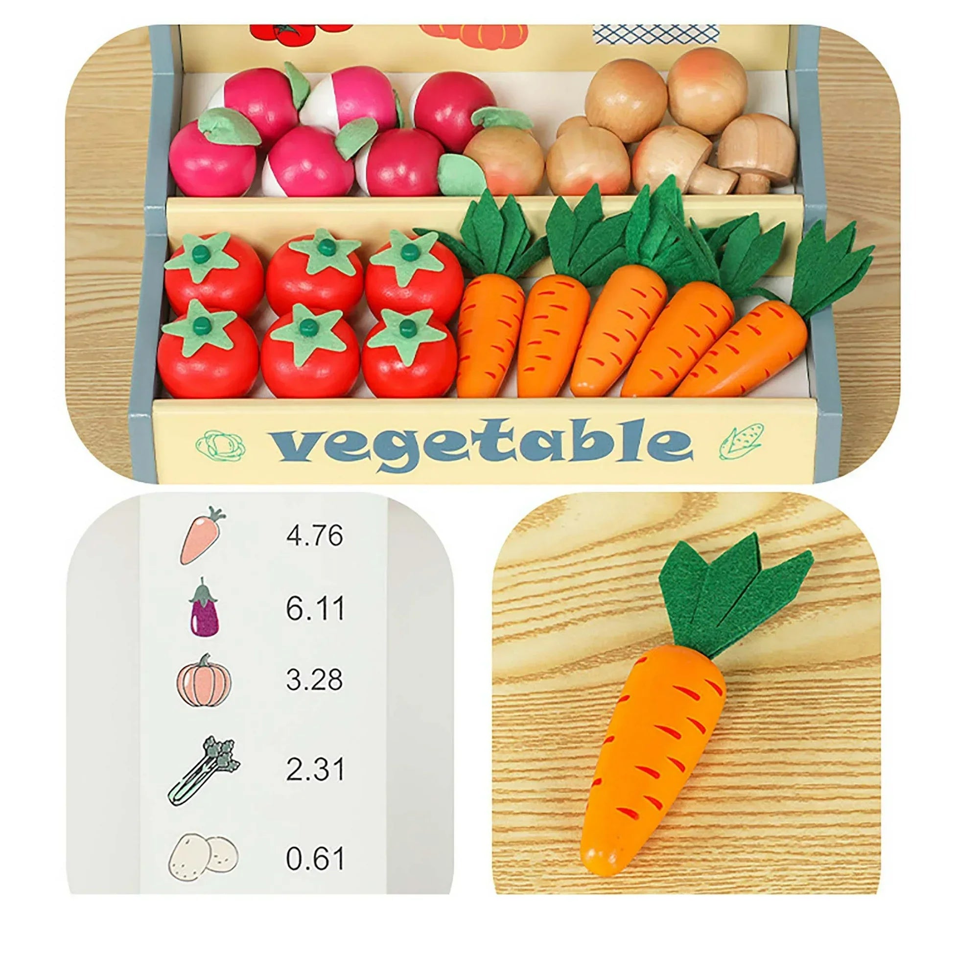 Pretend Play Vegetable Market Playset