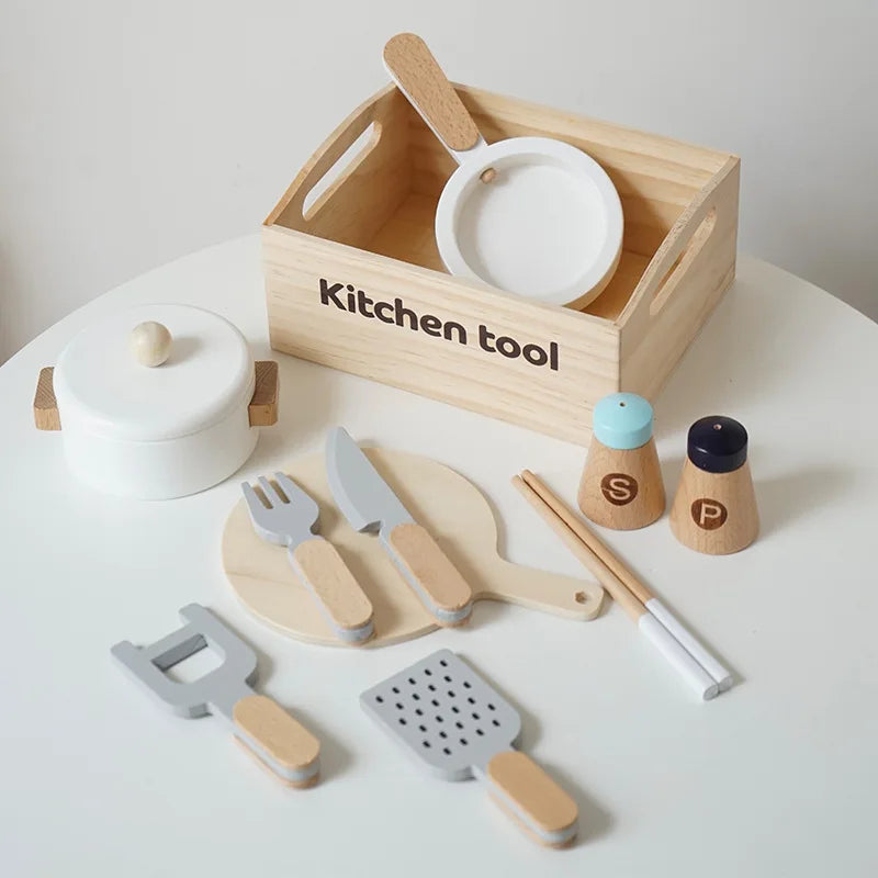 Wooden Pretend Play Kitchen Set